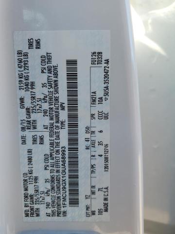 Photo 10 from auction – 2016 FORD ESCAPE SE with VIN 1FMCU9GX1GUA68993