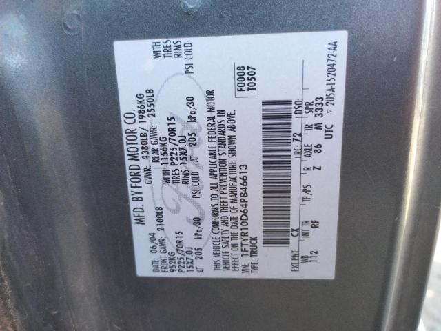 Photo 10 from auction – 2004 FORD RANGER with VIN 1FTYR10D64PB46613