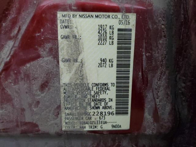 Photo 10 from auction – 2016 NISSAN ALTIMA 2.5 with VIN 1N4AL3AP9GC228196