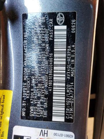 Photo 10 from auction – 2016 TOYOTA AVALON HYB with VIN 4T1BD1EB8GU048616