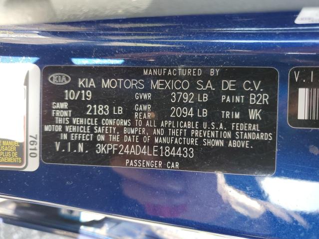 Photo 10 from auction – 2020 KIA FORTE FE with VIN 3KPF24AD4LE184433