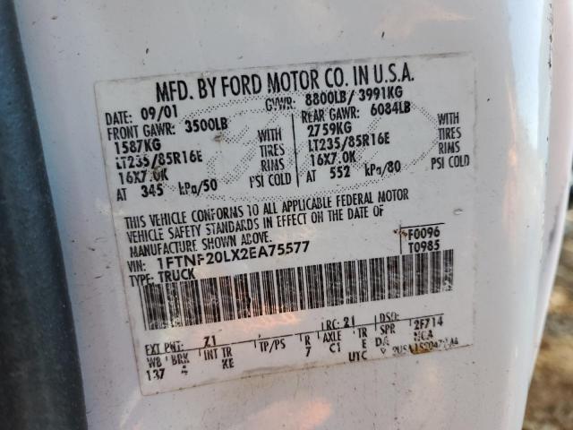 Photo 10 from auction – 2002 FORD F250 SUPER with VIN 1FTNF20LX2EA75577