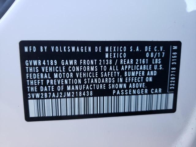 Photo 10 from auction – 2018 VOLKSWAGEN JETTA S with VIN 3VW2B7AJ2JM218438