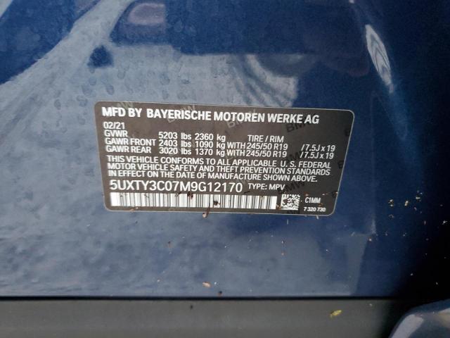 Photo 10 from auction – 2021 BMW X3 SDRIVE3 with VIN 5UXTY3C07M9G12170