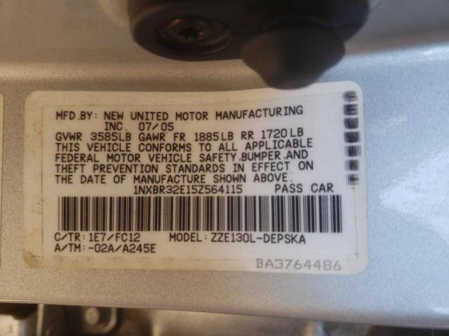 Photo 10 from auction – 2005 TOYOTA COROLLA with VIN 1NXBR32E15Z564115