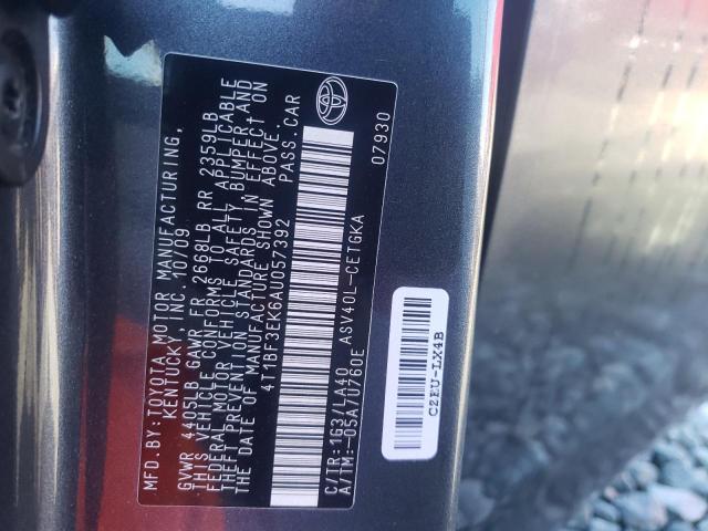 Photo 10 from auction – 2010 TOYOTA CAMRY BASE with VIN 4T1BF3EK6AU057392