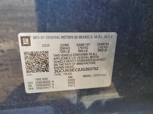 Photo 10 from auction – 2018 CHEVROLET SILVERADO with VIN 3GCUKSEC2JG353752