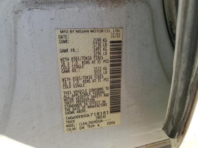 Photo 10 from auction – 2016 NISSAN FRONTIER S with VIN 1N6AD0ERXGN718181