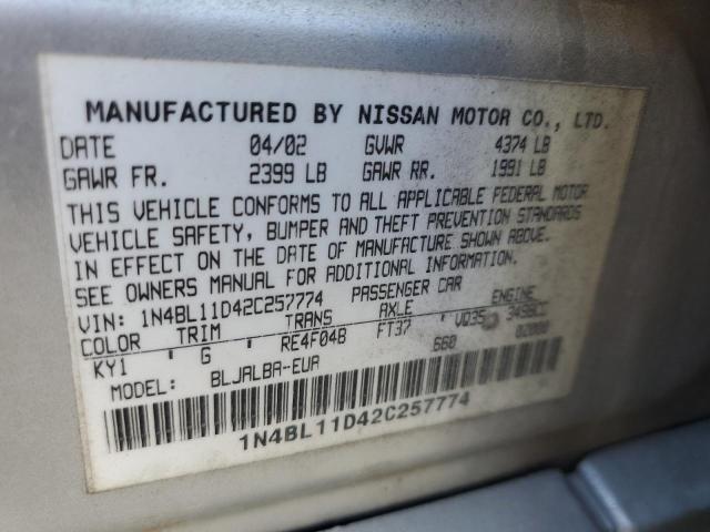 Photo 10 from auction – 2002 NISSAN ALTIMA SE with VIN 1N4BL11D42C257774