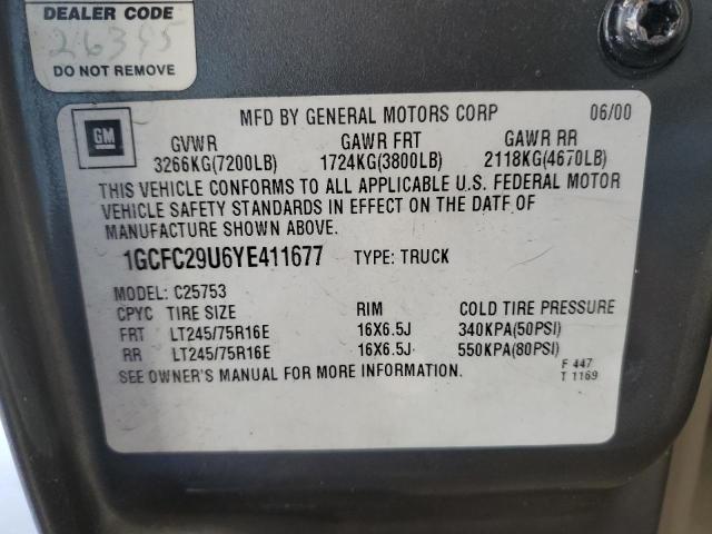 Photo 10 from auction – 2000 CHEVROLET SILVERADO with VIN 1GCFC29U6YE411677