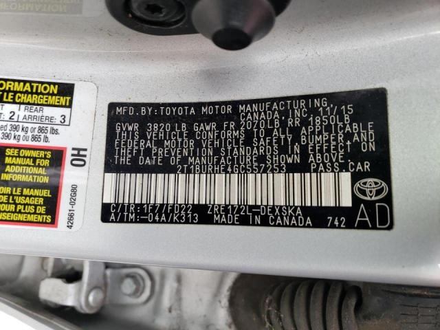 Photo 10 from auction – 2016 TOYOTA COROLLA L with VIN 2T1BURHE4GC557253