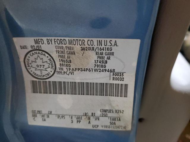 Photo 10 from auction – 2001 FORD FOCUS SE with VIN 1FAFP34P61W249468