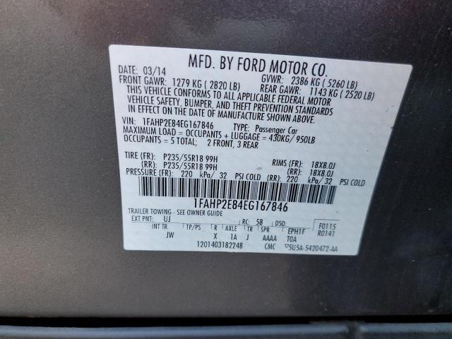 Photo 10 from auction – 2014 FORD TAURUS SEL with VIN 1FAHP2E84EG167846