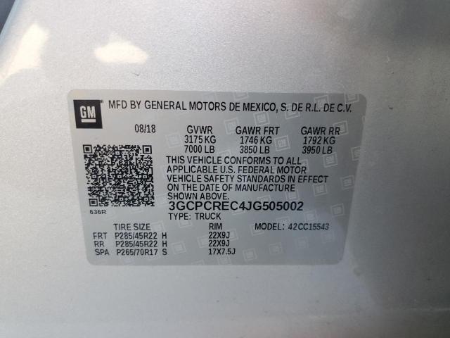 Photo 10 from auction – 2018 CHEVROLET SILVERADO with VIN 3GCPCREC4JG505002
