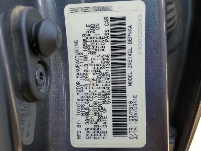 Photo 10 from auction – 2013 TOYOTA COROLLA BA with VIN 5YFBU4EE4DP113888