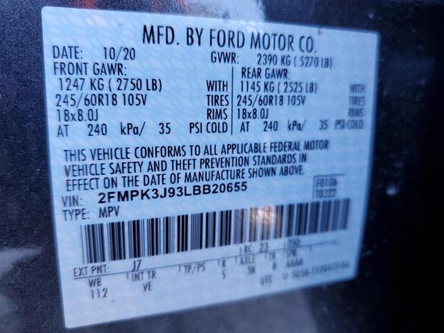 Photo 10 from auction – 2020 FORD EDGE SEL with VIN 2FMPK3J93LBB20655