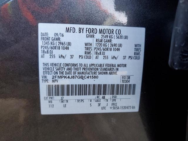 Photo 10 from auction – 2016 FORD EDGE SEL with VIN 2FMPK4J87GBC41580