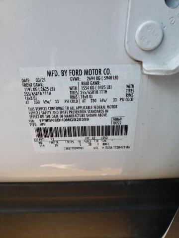 Photo 10 from auction – 2021 FORD EXPLORER with VIN 1FMSK8BH0MGB20359