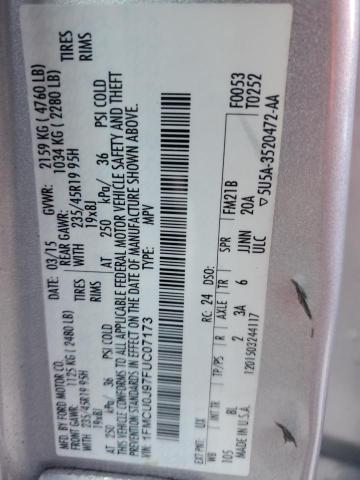 Photo 10 from auction – 2015 FORD ESCAPE TIT with VIN 1FMCU0J97FUC07173