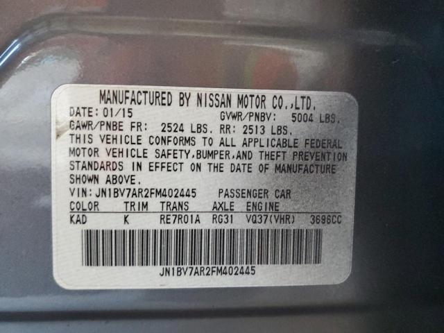 Photo 10 from auction – 2015 INFINITI Q50 BASE with VIN JN1BV7AR2FM402445