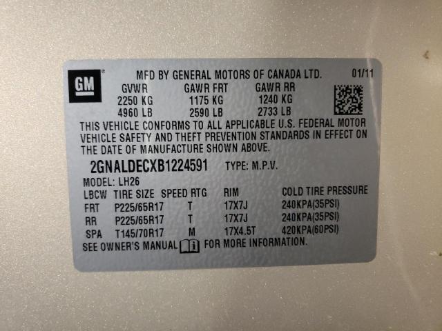Photo 10 from auction – 2011 CHEVROLET EQUINOX LT with VIN 2GNALDECXB1224591