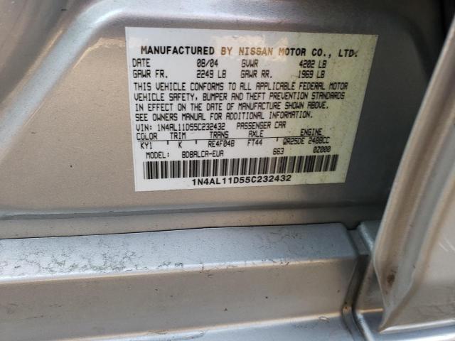 Photo 10 from auction – 2005 NISSAN ALTIMA S with VIN 1N4AL11D55C232432