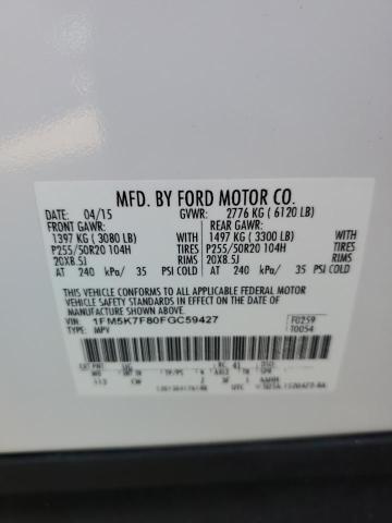 Foto 10 de la subasta – 2015 FORD EXPLORER L con VIN 1FM5K7F80FGC59427