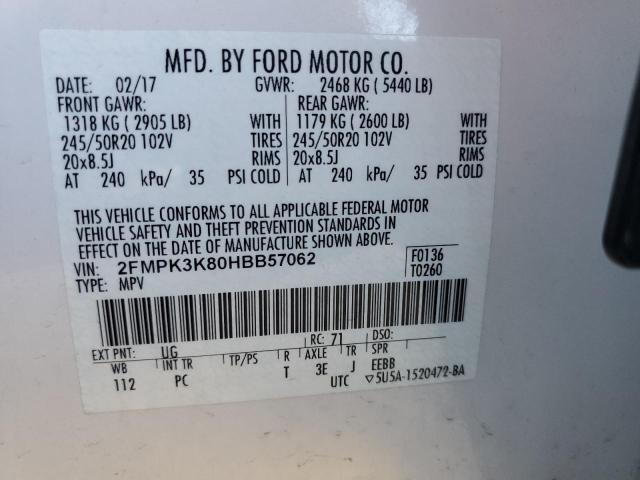 Photo 10 from auction – 2017 FORD EDGE TITAN with VIN 2FMPK3K80HBB57062