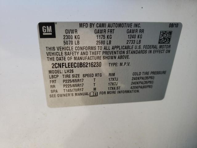 Photo 10 from auction – 2011 CHEVROLET EQUINOX LT with VIN 2CNFLEEC0B6216230