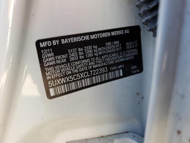 Photo 10 from auction – 2012 BMW X3 XDRIVE2 with VIN 5UXWX5C5XCL722393