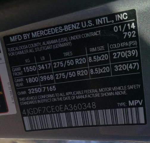 Photo 10 from auction – 2014 MERCEDES-BENZ GL450 with VIN 4JGDF7CE0EA360348