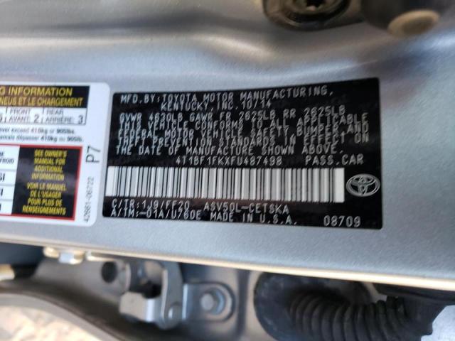 Photo 10 from auction – 2015 TOYOTA CAMRY LE with VIN 4T1BF1FKXFU487498