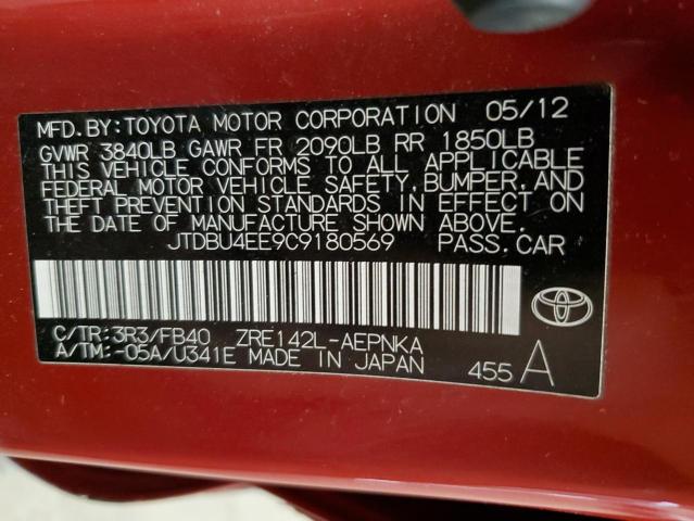 Photo 10 from auction – 2012 TOYOTA COROLLA BA with VIN JTDBU4EE9C9180569