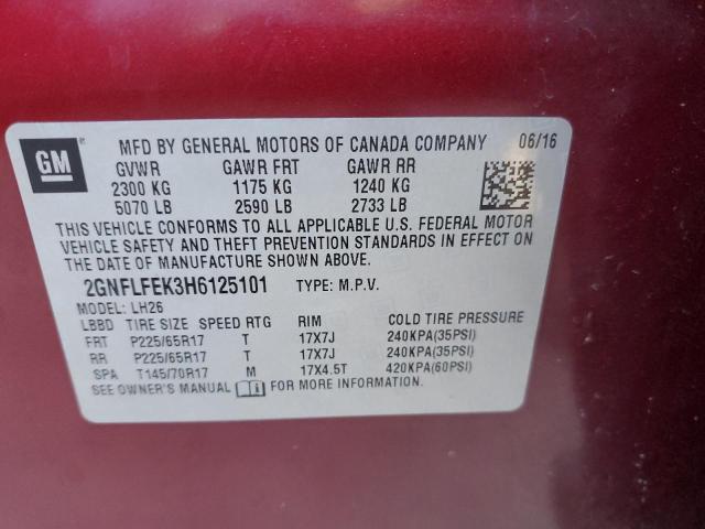 Photo 10 from auction – 2017 CHEVROLET EQUINOX LT with VIN 2GNFLFEK3H6125101