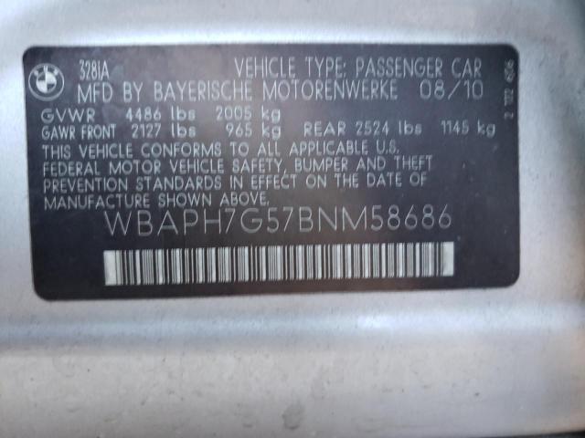 Photo 10 from auction – 2011 BMW 328 I with VIN WBAPH7G57BNM58686
