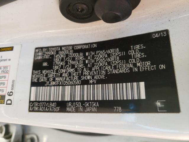 Photo 10 from auction – 2013 LEXUS GX 460 with VIN JTJBM7FX1D5060580