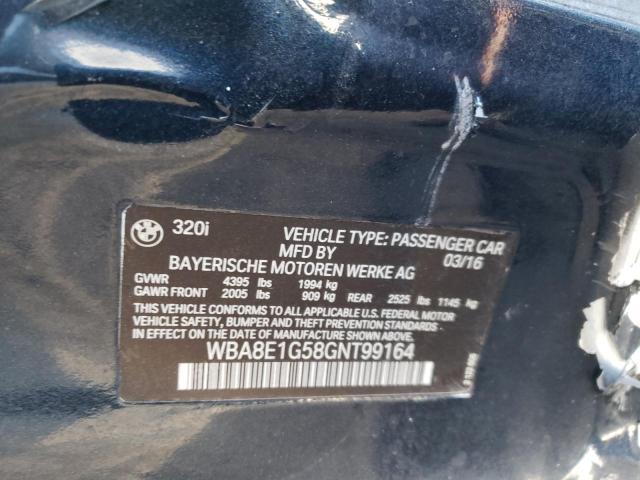 Photo 10 from auction – 2016 BMW 320 I with VIN WBA8E1G58GNT99164