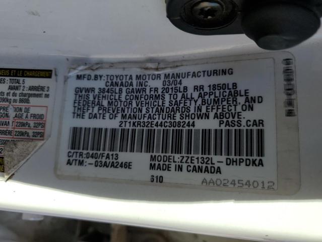 Photo 10 from auction – 2004 TOYOTA COROLLA MA with VIN 2T1KR32E44C308244