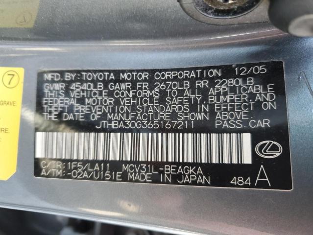 Photo 10 from auction – 2006 LEXUS ES 330 with VIN JTHBA30G365167211