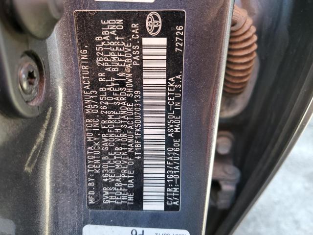 Photo 10 from auction – 2013 TOYOTA CAMRY L with VIN 4T1BF1FK5DU703139