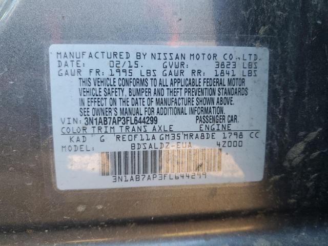 Photo 10 from auction – 2015 NISSAN SENTRA S with VIN 3N1AB7AP3FL644299