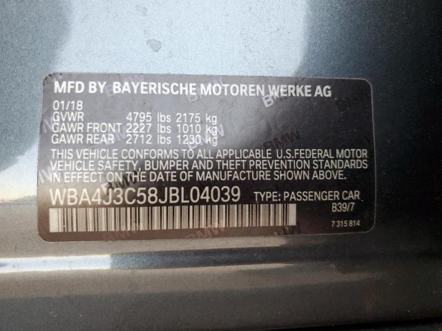 Photo 10 from auction – 2018 BMW 430XI GRAN with VIN WBA4J3C58JBL04039