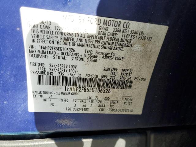 Photo 10 from auction – 2014 FORD TAURUS LIM with VIN 1FAHP2F85EG106326