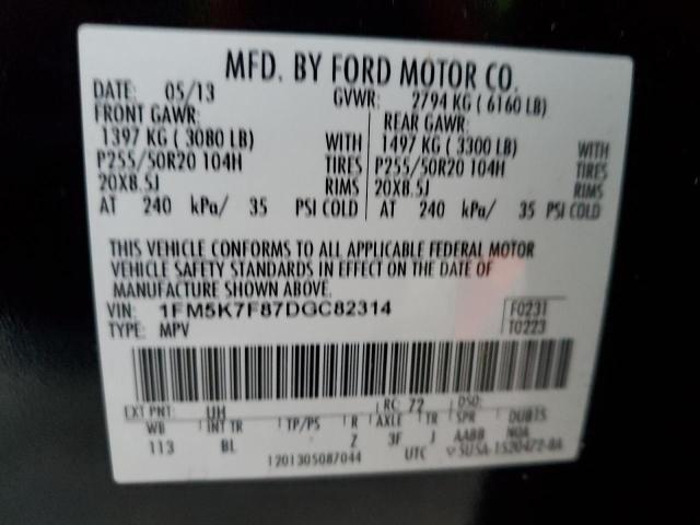 Photo 10 from auction – 2013 FORD EXPLORER L with VIN 1FM5K7F87DGC82314