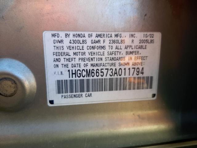 Photo 10 from auction – 2003 HONDA ACCORD with VIN 1HGCM66573A011794