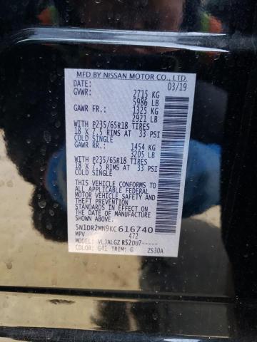 Photo 10 from auction – 2019 NISSAN PATHFINDER with VIN 5N1DR2MN9KC616740