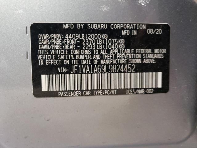Photo 10 from auction – 2020 SUBARU WRX with VIN JF1VA1A69L9824452