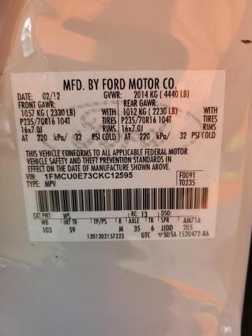 Photo 10 from auction – 2012 FORD ESCAPE LIM with VIN 1FMCU0E73CKC12595