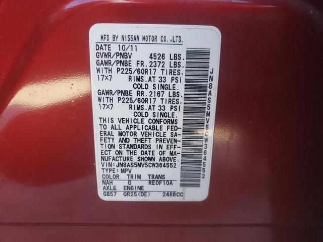 Photo 10 from auction – 2012 NISSAN ROGUE with VIN JN8AS5MV5CW364552