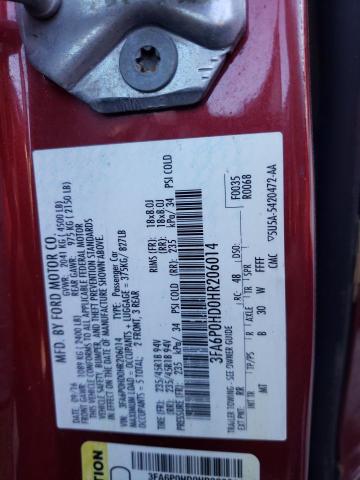 Photo 10 from auction – 2017 FORD FUSION SE with VIN 3FA6P0HD0HR206014